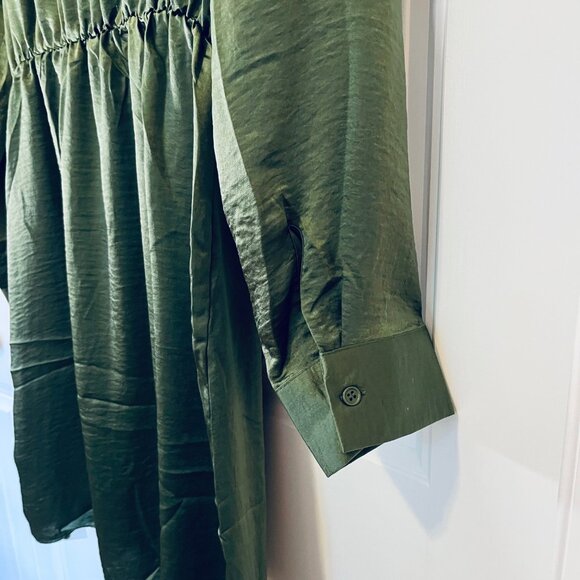 Steve Madden Washed Satin Faux Wrap Dress in Green (L) New with Tag - Picture 10 of 12